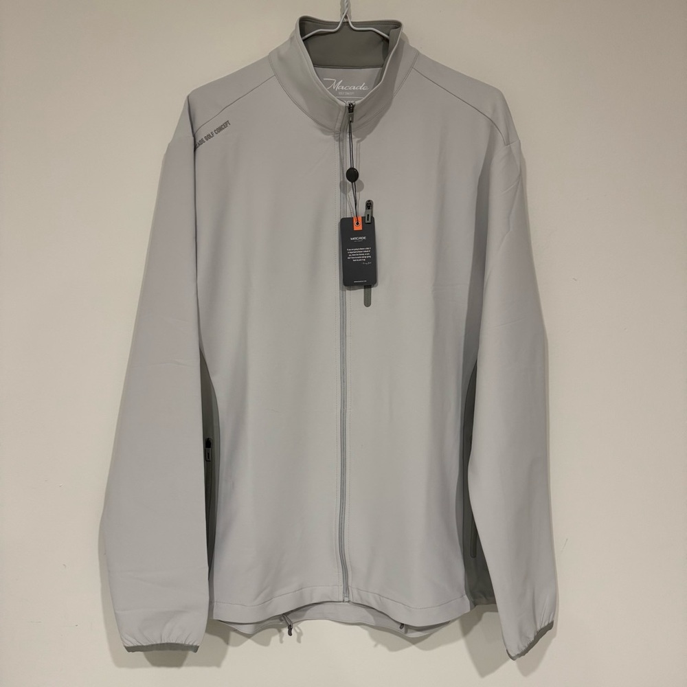 Macade Golf Mens Storm Off-White Wind Jacket Size L Full Zip Water Repellent